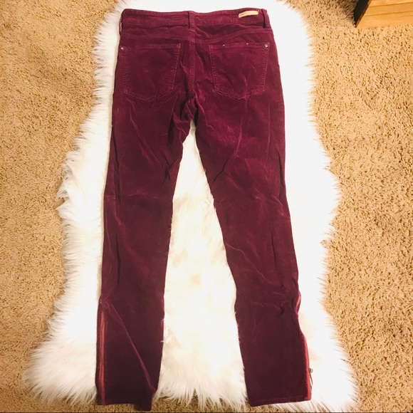 Anthropologie Picro & the Letterpress Corduroy Zippered Wine Red Skinny Jeans - Picture 5 of 13